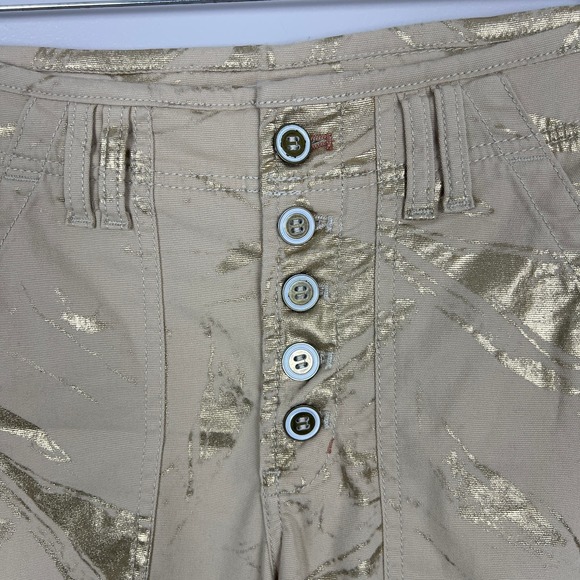 By Anthropologie The Wanderer Utility Pants in Gold Metallic Button Fly Size 28 - Picture 7 of 15